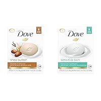 Dove Beauty Bar Skin Cleanser for Gentle Soft Skin Care Shea Butter & Beauty Bar More Moisturizing Than Bar Soap for Softer Skin, Fragrance Free