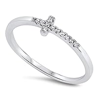 14K Gold Plated 925 Sterling Silver Round Cut D/VVS1 Diamond Engagement Cross Wedding Ring for Women's Girl's
