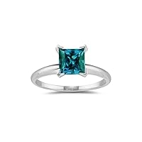 1.80-2.40 Cts of 7 mm AAA Princess Lab Created Alexandrite Ring in 14K White Gold