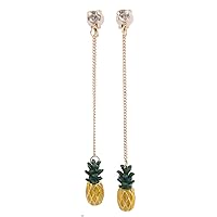 Grace Jun™ Pineapple Shape Enamel Clip on Earrings Without Piercing for Women's Party Long Cuff Earrings