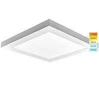 LUXRITE 1x1 FT LED Panel Flush Mount Lights, 18W Edge-Lit, 5 Color Options 2700K | 3000K | 3500K | 4000K | 5000K, 1500 Lumens, Surface Mount LED Ceiling Light, Damp Rated, UL Listed