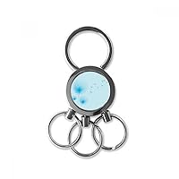 Blue Flower Dandelion Stainless Steel Metal Key Chain Ring Car Keychain Keyring Clip Gift