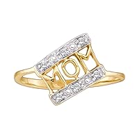 The Diamond Deal 10kt Yellow Gold Womens Round Diamond Mom Mother Accent Ring 1/20 Cttw