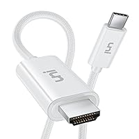 uni USB C to HDMI Cable 6ft (4K@60Hz), USB Type C to HDMI Cable, Thunderbolt 4/3 Compatible with iPhone 15 Pro/Max, MacBook Pro/Air 2023, iPad Pro, Surface Book 2, Galaxy S8-S23, Chromebook-White