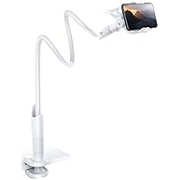 Phone Holder, Gooseneck Mount, Compatible with 4-7'' Smartphones and Desktops, Adjustable Arm and Non-Slip Base, Easy to Install and Use