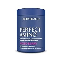BodyHealth PerfectAmino Powder Mixed Berry (60 Servings) Best Pre/Post Workout Recovery Drink, 8 Essential Amino Acids Energy Supplement with 50% BCAAs, 100% Organic, 99% Utilization