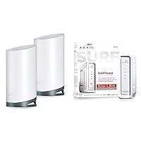 ARRIS Surfboard SB6190 DOCSIS 3.0 White Modem & Arris Mesh Tri-Band Router System Bundle (WiFi 5, AC3800, WiFi Coverage up to 5,500 sq ft) | Mesh with Your Cable Internet