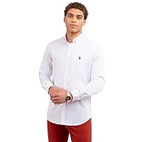 U.S. Polo Assn. Men's Long Sleeve Classic Fit 1 Pocket Solid Stretch Poplin Woven Shirt