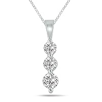 1/2-2 Carat Lab Grown Diamond Three Stone Snow Pendant (G-H Color, VS1-VS2 Clarity) in 10K White and Yellow Gold