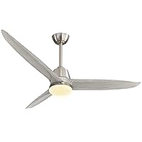 Sofucor Wood Ceiling Fans with Lights Remote Control, 56 inch Ceiling Fan with Remote, Dimmable LED Light, Noiseless DC Motor & 3 Reversible Blades, 6 Speed, with Timer, Gray Wood
