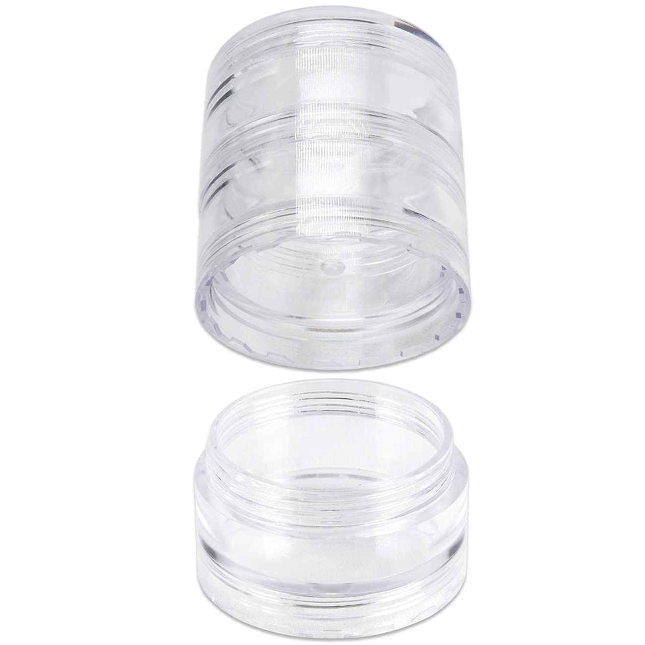12 Columns (72pcs) - Beauticom 5G/5ML Transparent Stackable Jars - Round Plastic Container with Clear Lid Embellishment Bead Glitter Charm Craft Jars