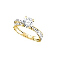 The Diamond Deal 14kt Yellow Gold Round Diamond Solitaire Bridal Wedding Engagement Ring 1-1/3 Cttw