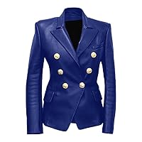 Kim Kardashian Fashion Blazer - Women Casual Black Sheepskin Leather Jacket Coat