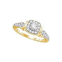 The Diamond Deal10k Yellow Gold Womens Round Diamond Halo Bridal Wedding Engagement Anniversary Ring 1/2 Cttw