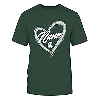 FanPrint Michigan State Spartans - Heart Shape - Nana - University Team Logo Gift T-Shirt