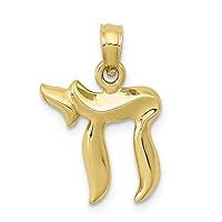 10k Gold Jewish Chai (long Life) 2 d/High Polish Charm Pendant Necklace Measures 20x13mm Wide Jewelry for Women
