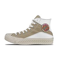 Popular graffiti-01,Khaki Custom high top lace up Non Slip Shock Absorbing Sneakers Sneakers with Fashionable Patterns