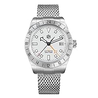 San Martin Men GMT Watch 39MM Automatic Mechanical Wristwatch 10ATM BGW-9 Luminous Sapphire Mesh Steel Strap NH34
