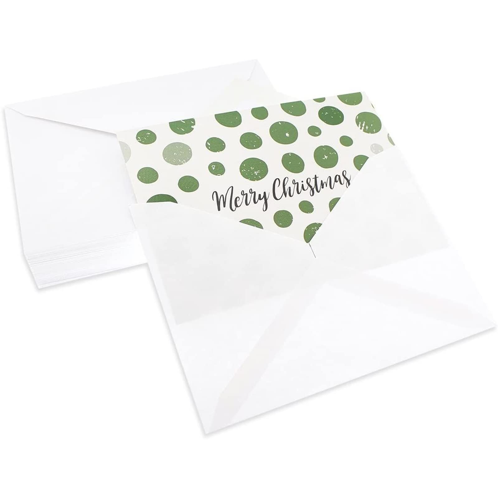 48 Pack of Christmas Winter Holiday Family Greeting Cards Green and Cream Merry Christmas Festive Designs Boxed with 48 Count White Envelopes Included 4.5 x 6.25 Inches