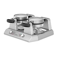 Waring Commercial Double Belgian Waffle Maker with Serviceable Plates, Duel Side by Side Rotating Cooking Non-Stick Surfaces, Heavy Duty Restaurant Foodservice, 50-60 Waffles an Hour, 120V, 2400W
