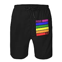 Pride Month LGBTQ Gay Pride Ally Board Shorts Man Quick Dry Board Trunks with Pockets Mesh Lining Board Shorts