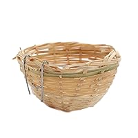 Small Bird Nest with Metal Hook Hand Woven Bamboo Bird Eco-Friendly Birds Cages Accessory Cozy Birds Nest Hand Woven Bird Nest