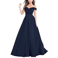 Women's A Line Strapless Prom Dress Long Drapped Satin Ball Gown