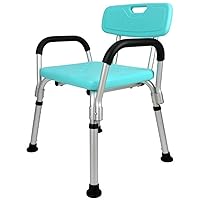 Bath Stools,Bath and Shower Chair | with Arms and Back Adjustable Height | Portable Bath Seat | Bathroom Aid,Blue (Blue)
