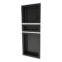 Redi Niche Triple Recessed Shower Shelf – Black, Three Shelves, 16-Inch x 40-Inch x 4-Inch