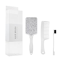 Hair Brush Set Anti Static Massage Vent Hair Brush Detangling Brush with Wide-toothed-comb Paddle Brush for Women Men Silver Diamond Colour…