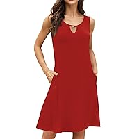 Womens Vacation Dresses,Casual Midi Dress for Women Mini Sun Dress Casual Summer Dresses Island Dress Womens Maxi Dresses for Summer Lightweight Summer Dresses(XL,Reds)