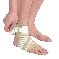 Compression Ankle Support, 1 Pair Sport Ankle Brace Adjustable Ankle Brace for Men Women Foot Swelling,Fatigue Sprain (Beige)