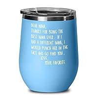 Dear Nana Tumbler for Grandma Funny Punch in the Face Gag Jokes Birthday Christmas Mothers Day Idea from Grandchildren 12 oz Hot Cold Cup for Coffee T