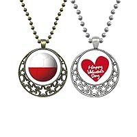 Poland National Flag Soccer Football Pendant Necklace Mens Womens Valentine Chain