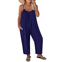 RITERA Plus Size Romper For Women Sleeveless Jumpsuits Adjustable Strap Long Wide Leg Pant Side Pocket Dressy Flowy XL-5XL