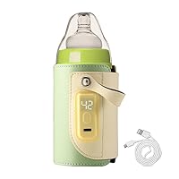 Nursing Bottle Heater USB Charging Heating Sleeve Milk Warmer 5 Temperature Adjustable Insulated Breastmilk Heating Bag No Need for Electricity Bottle Warmer