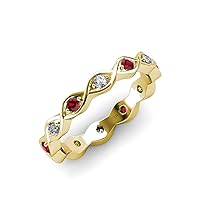Ruby & Diamond Twisted Womens Eternity Band 0.45ctw to 0.50ctw 18K Gold