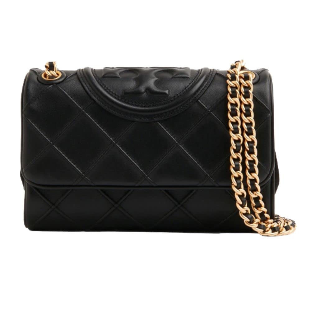 Tory Burch Women's Black Leather Small Fleming Soft Convertible Shoulder Handbag