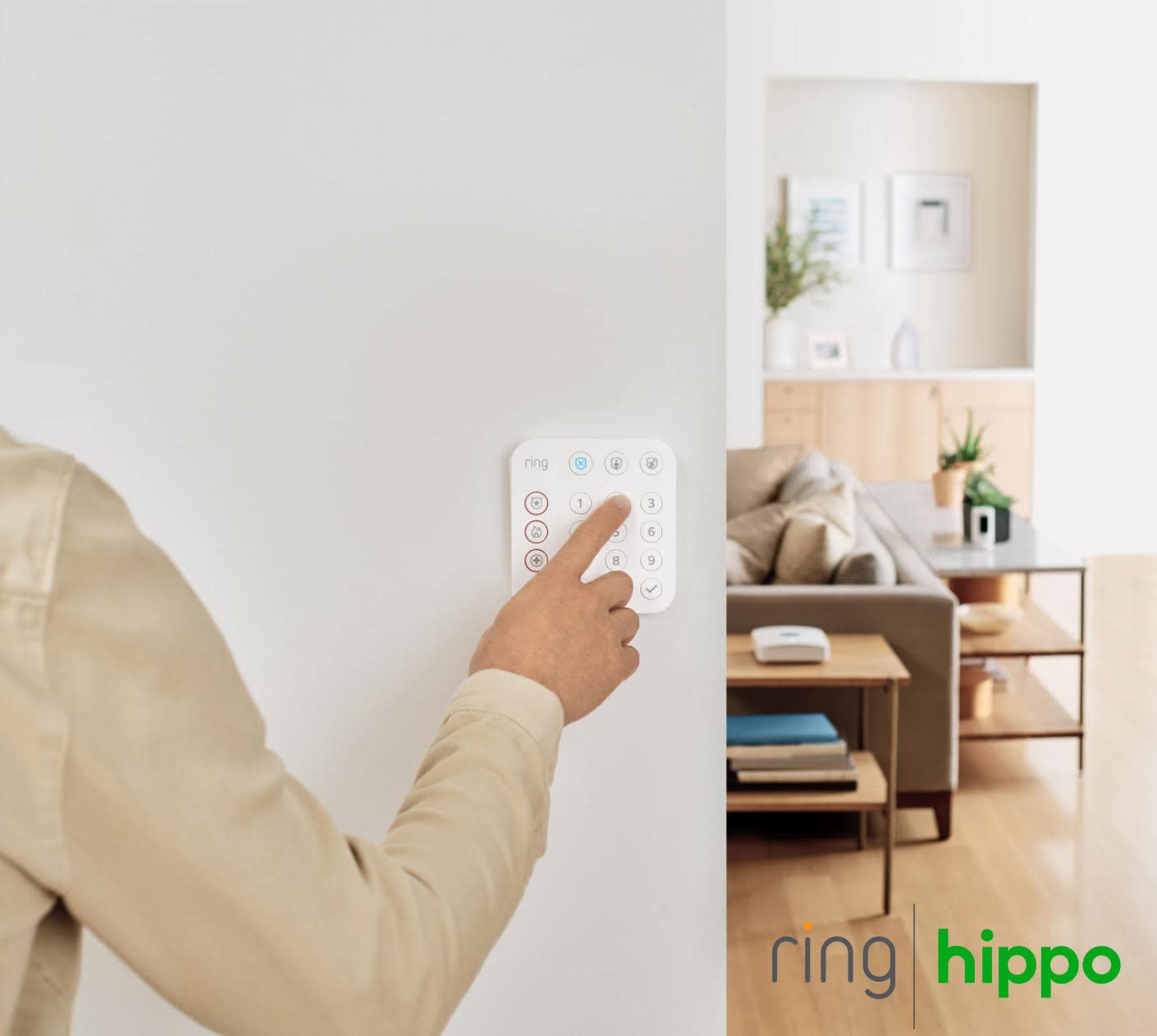 Ring | Hippo Smart Home Security Kit, 9-Piece: Ring Alarm with Ring Indoor Cam (1st Gen). Flood/Freeze sensor, Smoke/CO listener and Echo Dot