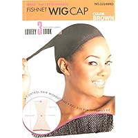 Magic Collection Open Top Fishnet Wig Cap #2224 Brown 6 pack, cool mesh, stretchable fabric, elastic band, comfortable, natural look, hair pins, wig, hair wig, control your hair, …