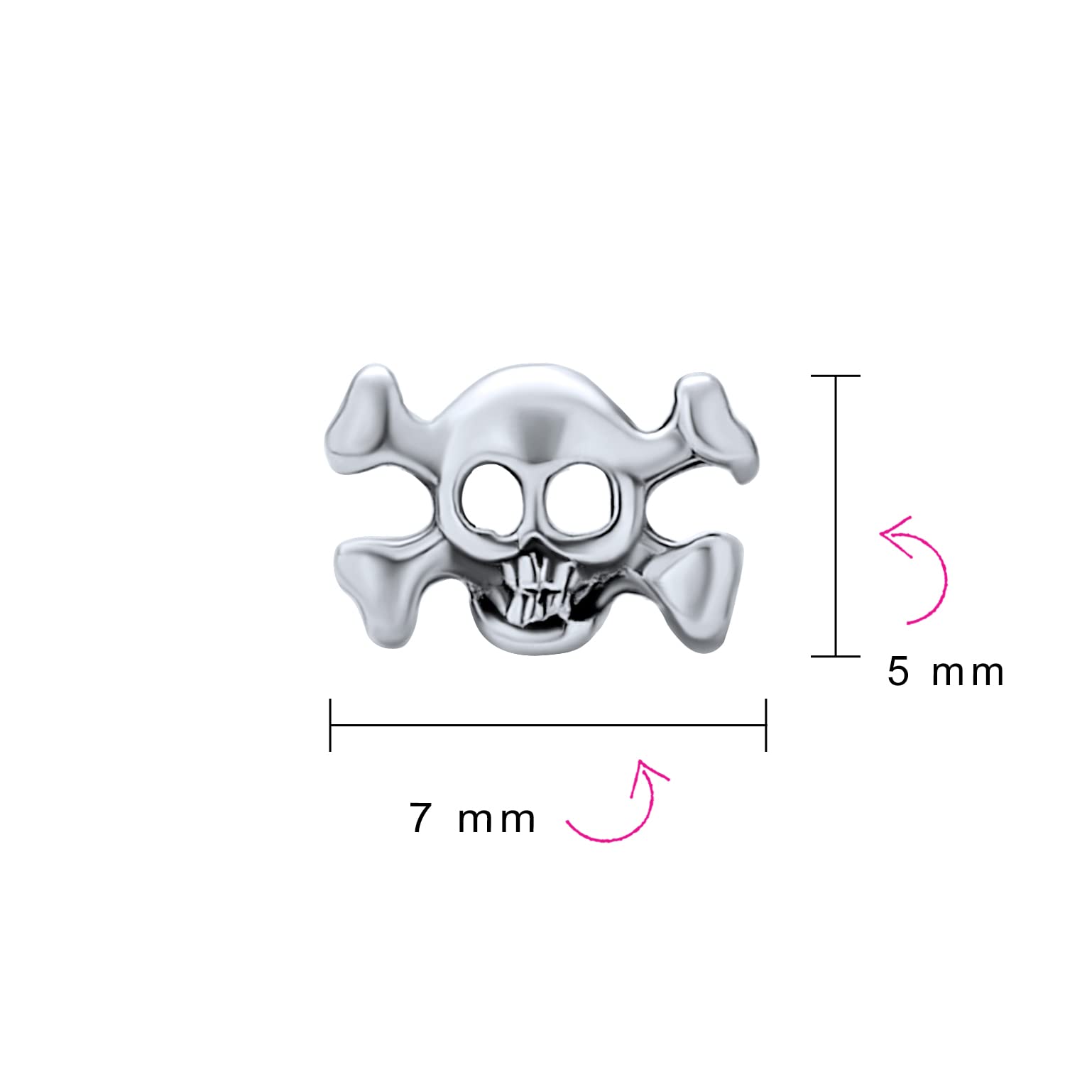 Caribbean Pirate Skeleton Goth Crossbones Skull Dangle Stud Earrings in Unisex Style for Men, Women, Bikers, Punk Rockers Teens Crafted from .925 Sterling Silver.