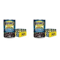 BUSH'S BEST Canned Black Beans (Pack of 24), Source of Plant Based Protein and Fiber, Low Fat, Gluten Free, 15 oz