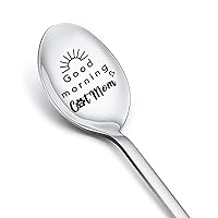 Good Morning Cat Mom Spoon for Women Girls Birthday Mothers Day Gifts for Cat Mom Grandma Coffee Tea Spoons Gift for Cat Pet Lovers Ice Cream Spoon for Cat Mommy Gift for Friends Bff Sister Daughter