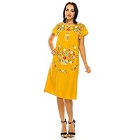 Women Embroidered Traditional Mexican Bohemian Long Casual Dress