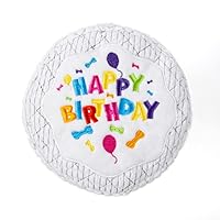 Tough 'N Fun Birthday Cake Squeaky Plush Dog Toy, Chew Guard Technology - White, Large (71150)
