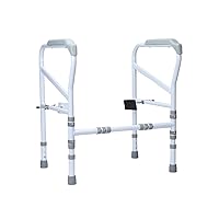 Upgraded Toilet Safety Rail, Toilet Safety Frame with Adjustable Height and Width, Toilet Safety Grab Bars with Suction Cups, 350LBS Toilet Rails for Seniors Disabled White One Size