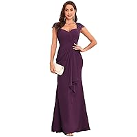 Plus Size Mother of The Groom Dresses Chiffon Plum Mermaid Mother of The Bride Dresses for Wedding Size 26W