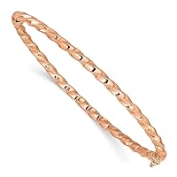 14ct Rose Gold Twisted 3.20mm Hinged Cuff Stackable Bangle Bracelet Jewelry for Women