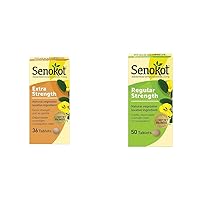 Senokot Extra Strength Natural Vegetable Laxative for Gentle Overnight Relief Occasional Constipation, 36 Count & Regular Strength Tablets Natural Vegetable Laxative Ingredient, 50 Count