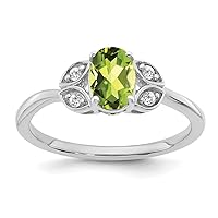 1.3 To 1.5mm 10k White Gold Peridot and Diamond Ring Size 7.00 Jewelry for Women